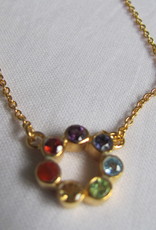 Necklace gold on silver with precious stones