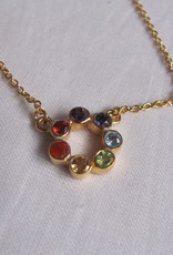 Necklace gold on silver with precious stones