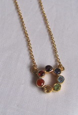 Necklace gold on silver with precious stones