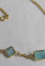 Necklace gold on silver with calceadon stones