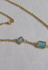 Necklace gold on silver with calceadon stones