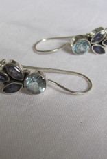 Silver dormeuse earrings with precious stones