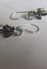 Silver dormeuse earrings with precious stones