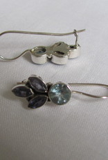 Silver dormeuse earrings with precious stones