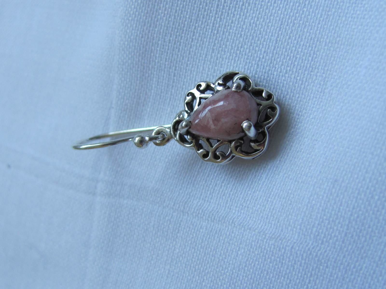 Earring silver rhodochrosite