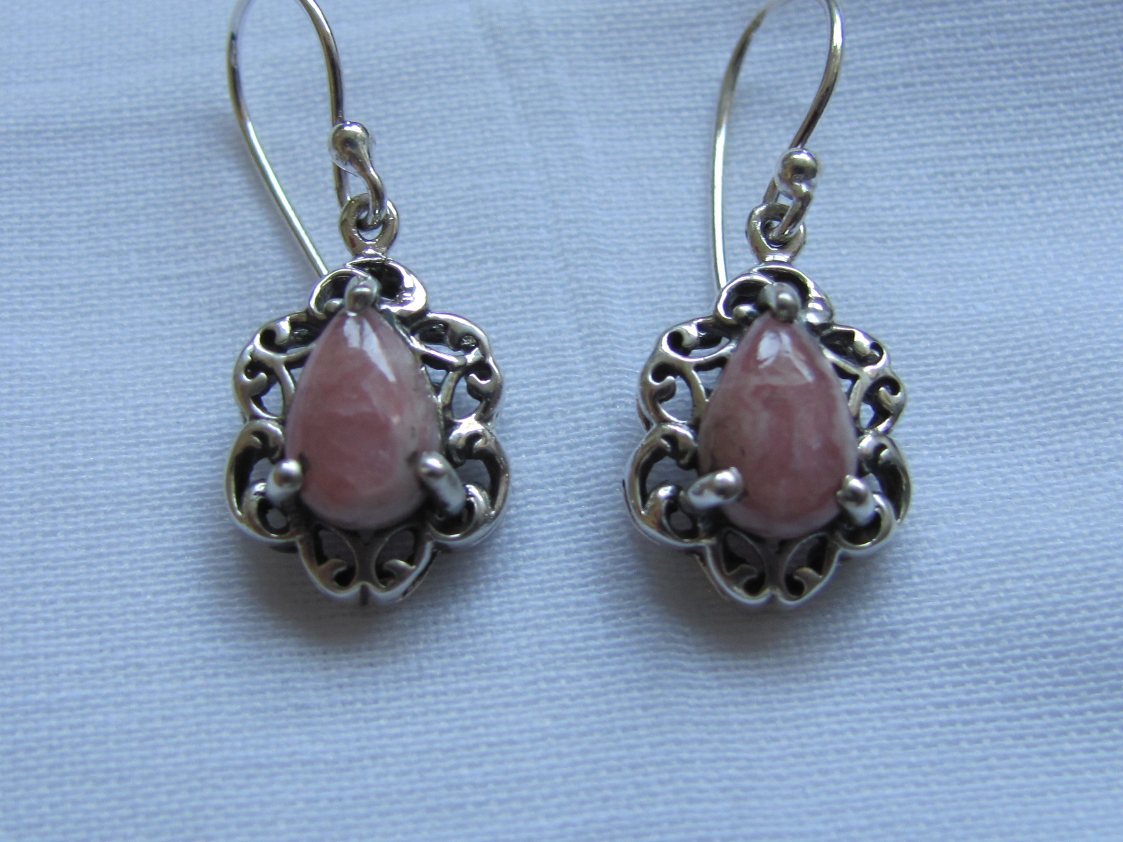 Earring silver rhodochrosite