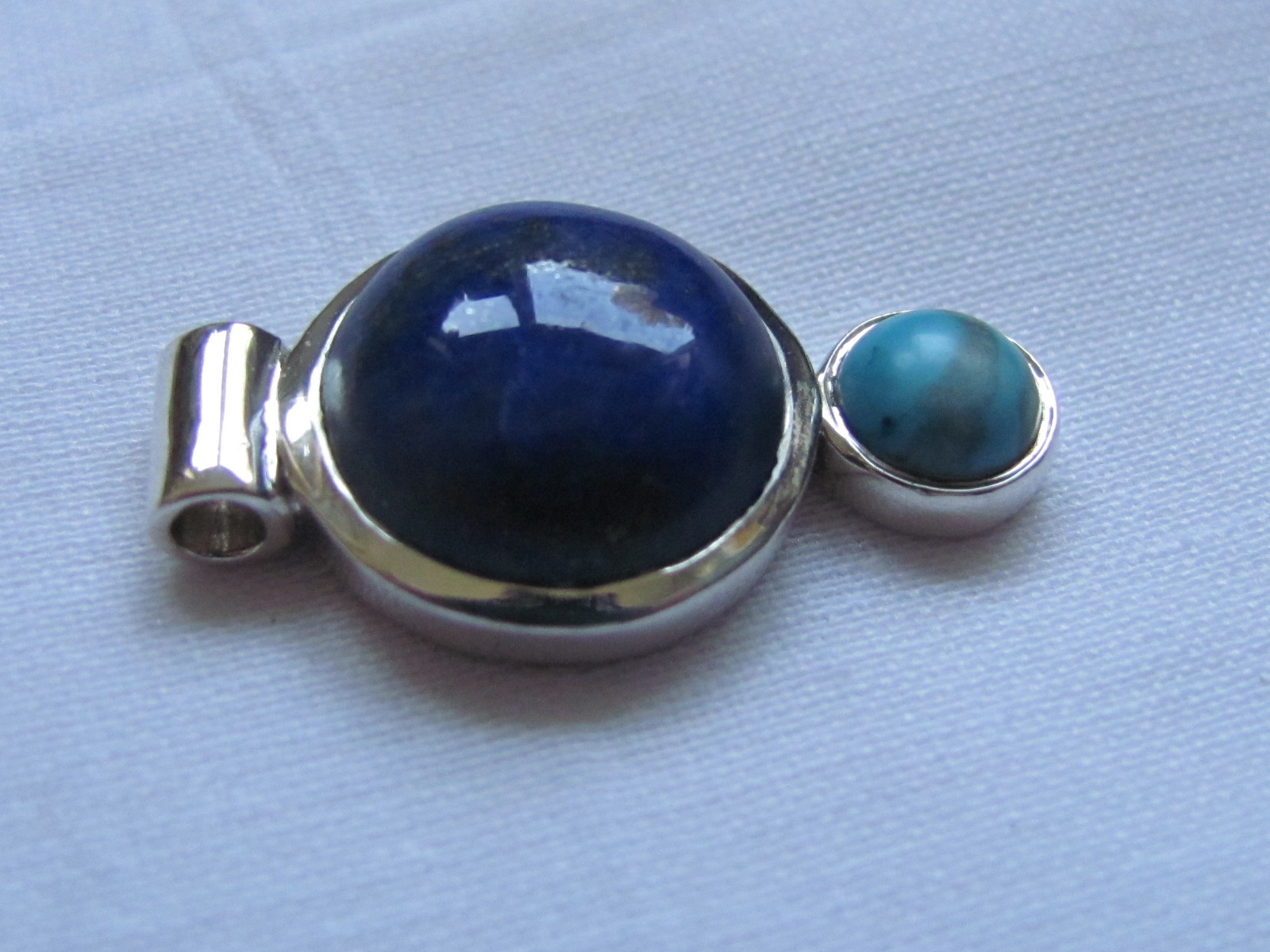 Pendant Silver with  lapis lazuli and turquoise