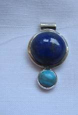 Pendant Silver with  lapis lazuli and turquoise