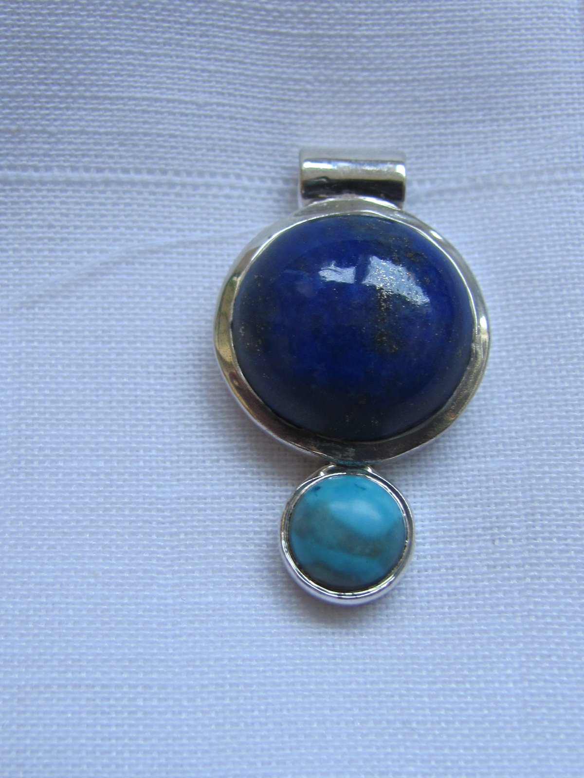 Pendant Silver with  lapis lazuli and turquoise