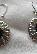 Earrings silver with hand faceted garnet stone