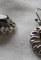 Earrings silver with hand faceted garnet stone