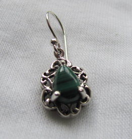 Earring silver with malachite stone