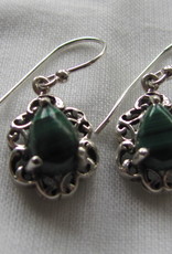 Earring silver  with  malachite stone