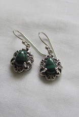 Earring silver  with  malachite stone