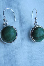 Earring silver  with  malachite stone