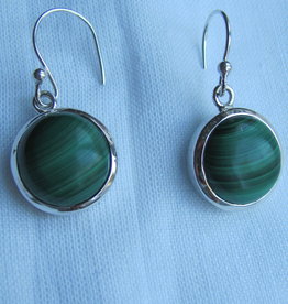 Earring silver with malachite stone
