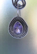 Earring silver  with  amethyst dormeuse style