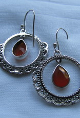 Earring silver with cornelian