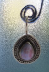 Earring gold on silver rhodochrosite dormeuse model