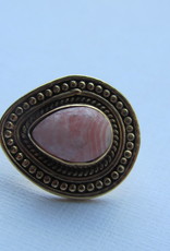 Earring gold on silver rhodochrosite dormeuse model