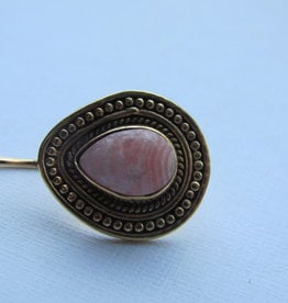 Earring gold on silver rhodochrosite