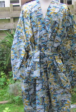 Kimono, dressing gown hand printed with vegetable dyes. 100% cotton