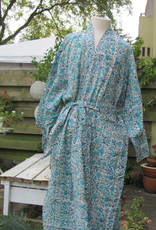 Kimono, dressing gown hand printed with vegetable dyes