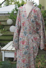 Kimono, dressing gown hand printed with vegetable dyes