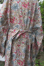 Kimono, dressing gown hand printed with vegetable dyes