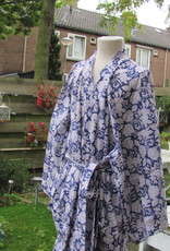 Kimono, ochtendjas, lounge kleding for thuis  handbedrukt met vegetable kleurstoffen.100% katoen