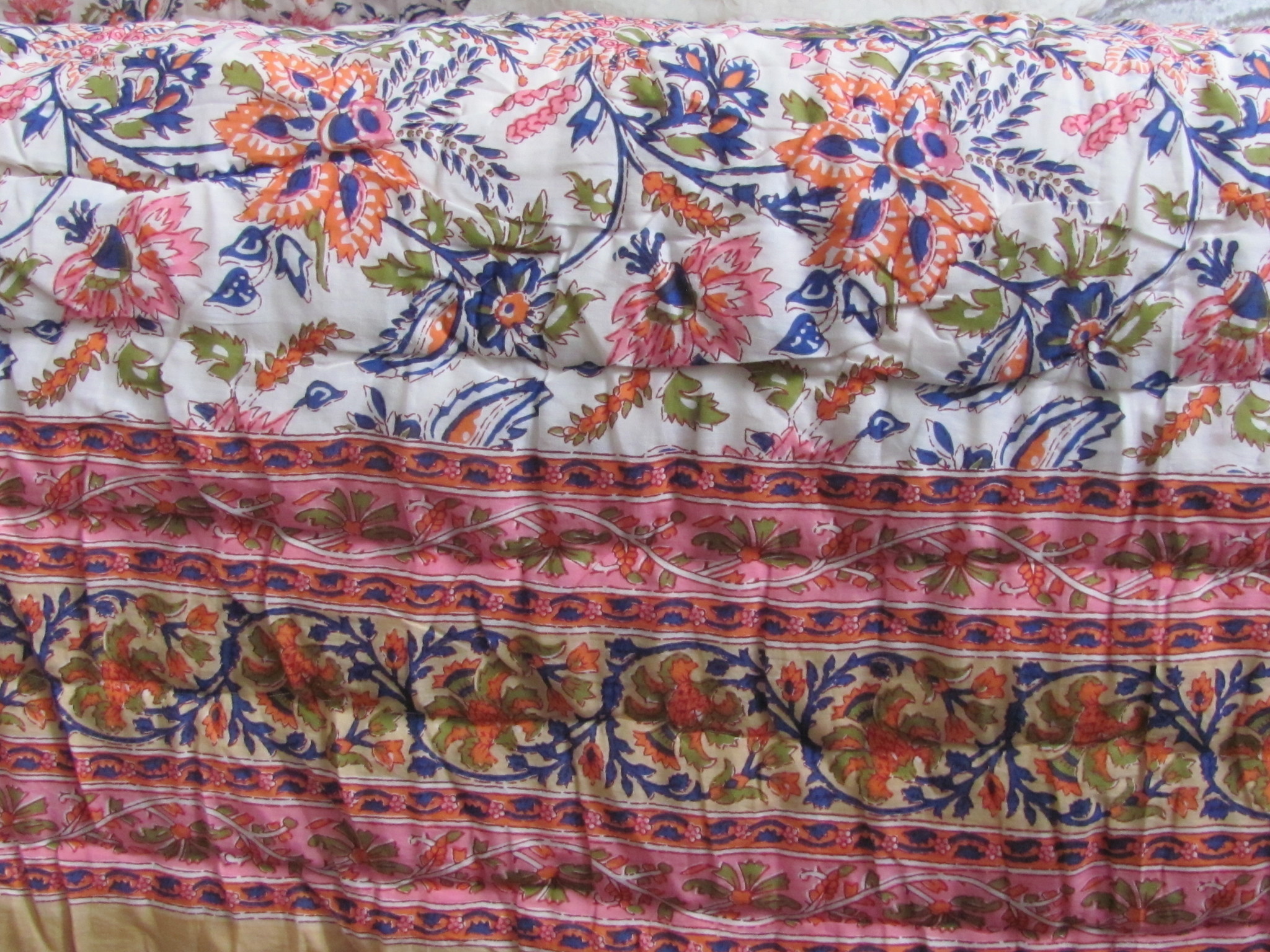 Hippy night India quilted and  handprinted  soft Cotton double counterpane