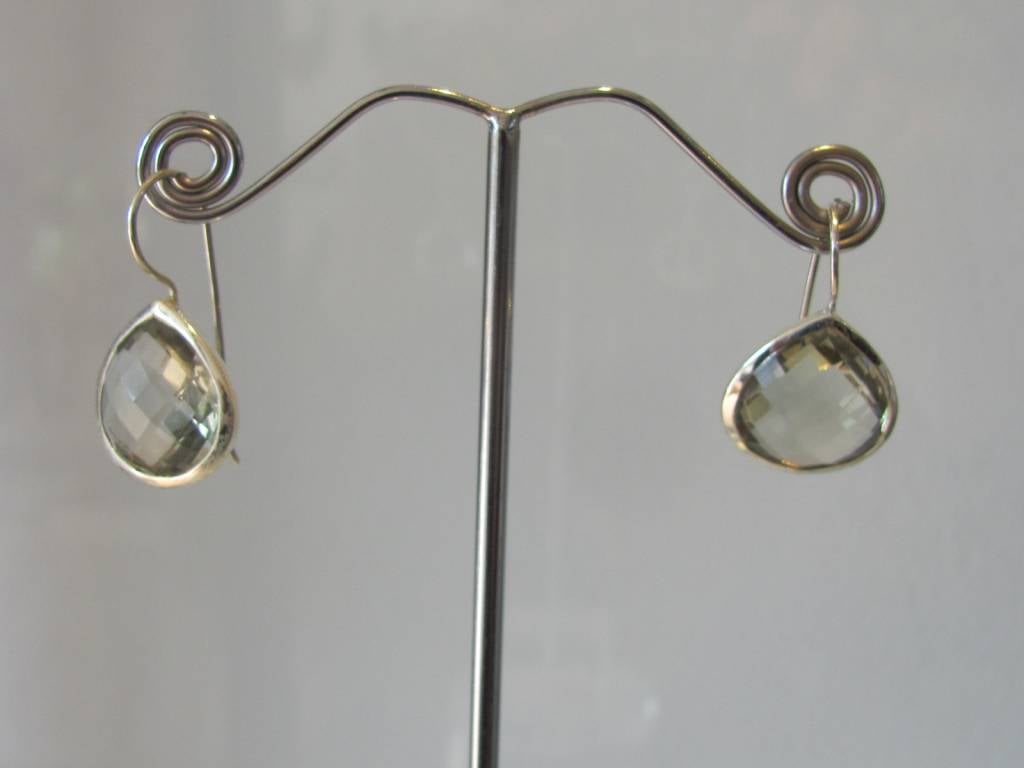 Earring silver green amethyst