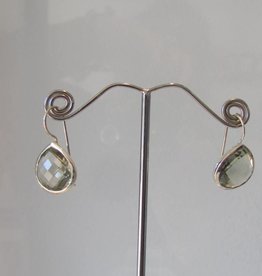 Earring silver green amethyst