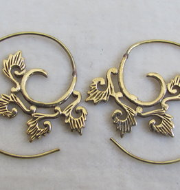 Earring curly wirly  tribal brass