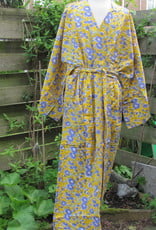 Kimono, ochtendjas handbedrukt met vegetable kleurstoffen.100% katoen