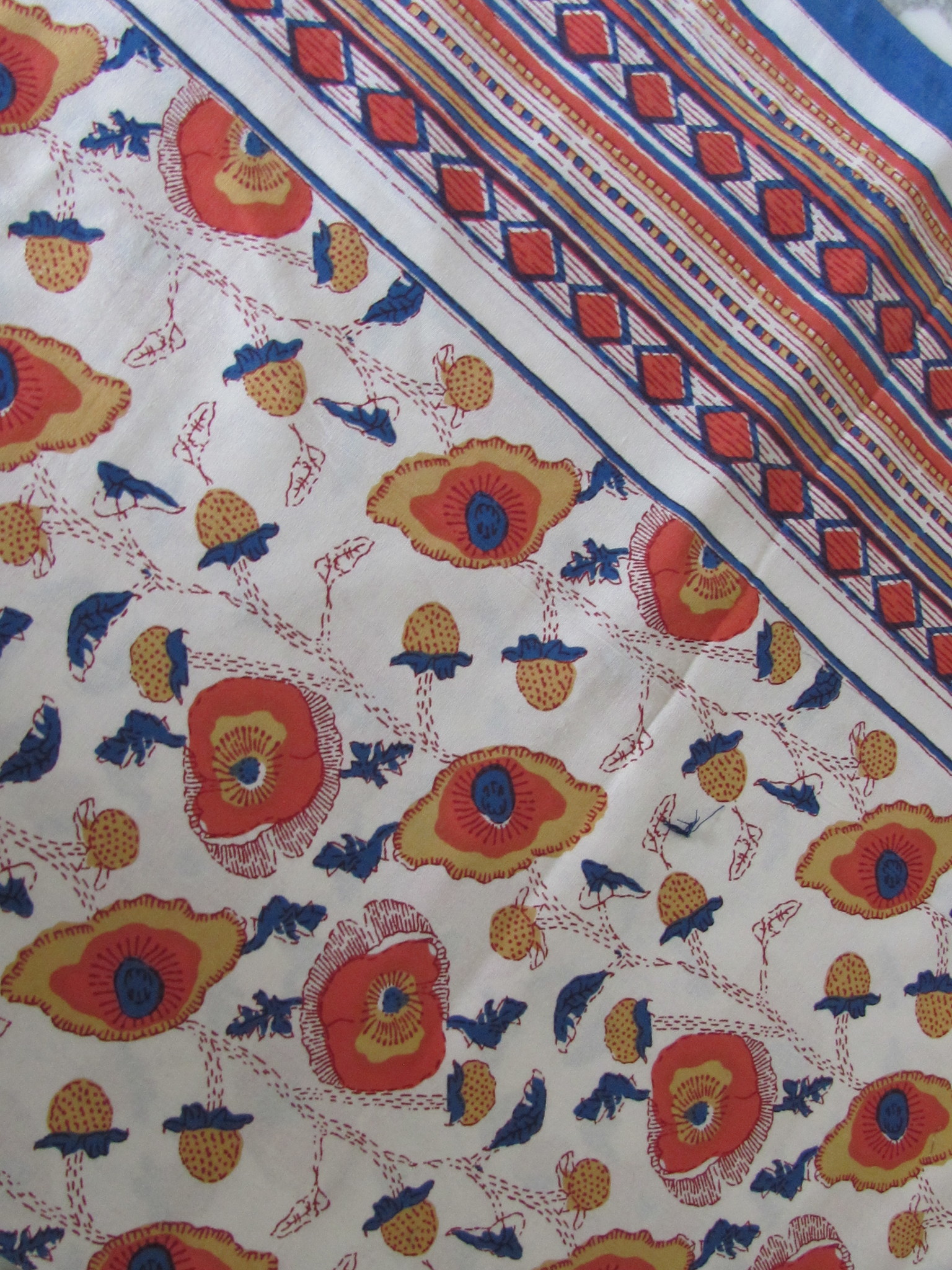 Bedsheet bohemian  on the bed, grand foulard , tabel cloth, grand foulard,