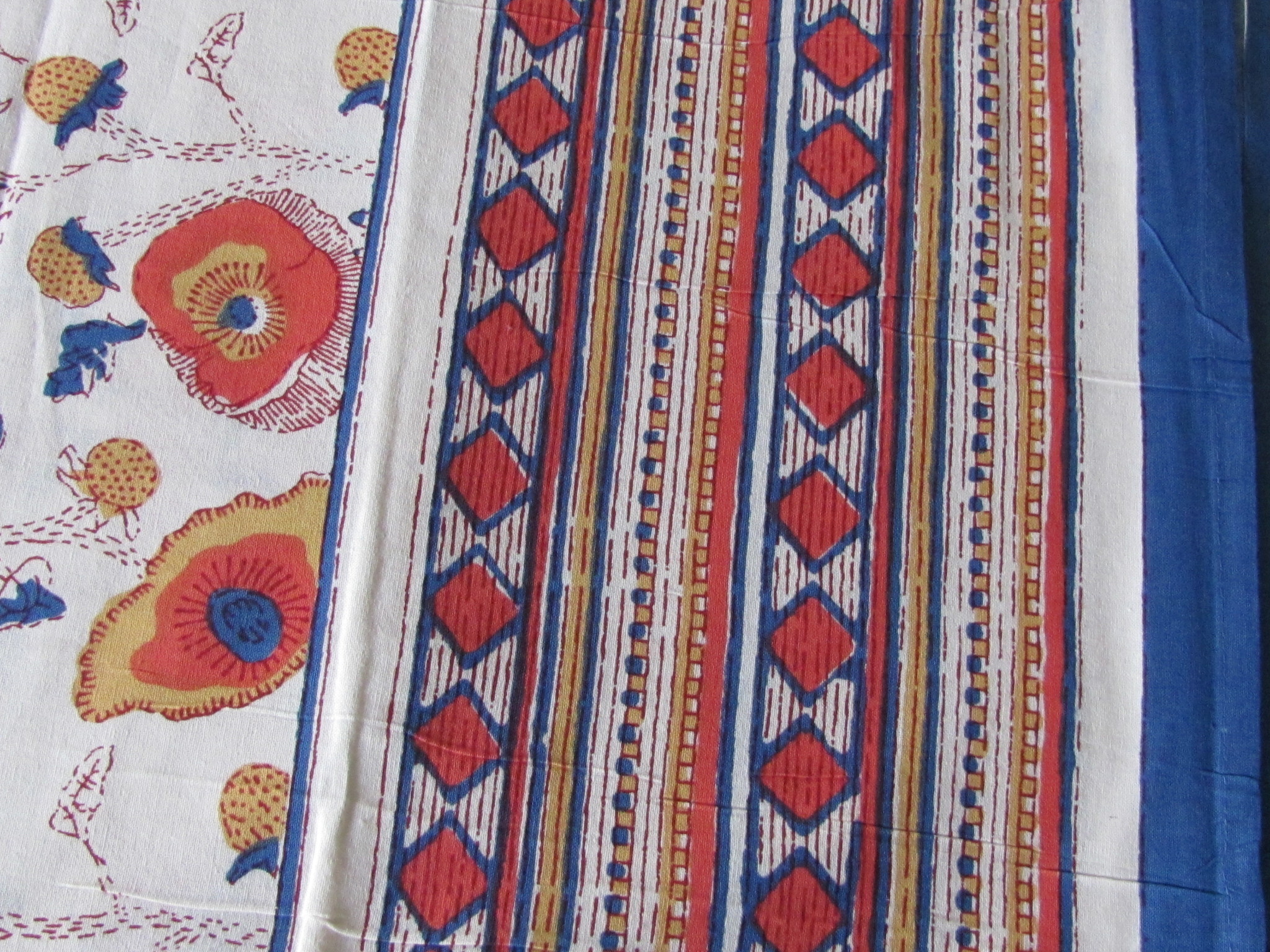 Bedsheet bohemian  on the bed, grand foulard , tabel cloth, grand foulard,