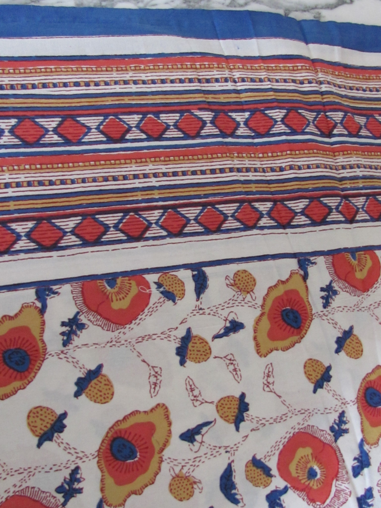 Bedsheet bohemian  on the bed, grand foulard , tabel cloth, grand foulard,