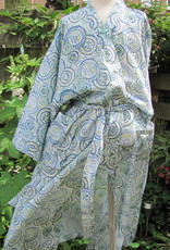 Kimono, dressing gown, home clothes  hand printed with vegetable dyes. 100% cotton