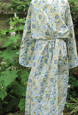 Kimono, dressing gown hand printed with vegetable dyes. 100% cotton