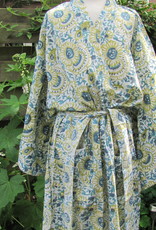 Kimono, dressing gown hand printed with vegetable dyes. 100% cotton