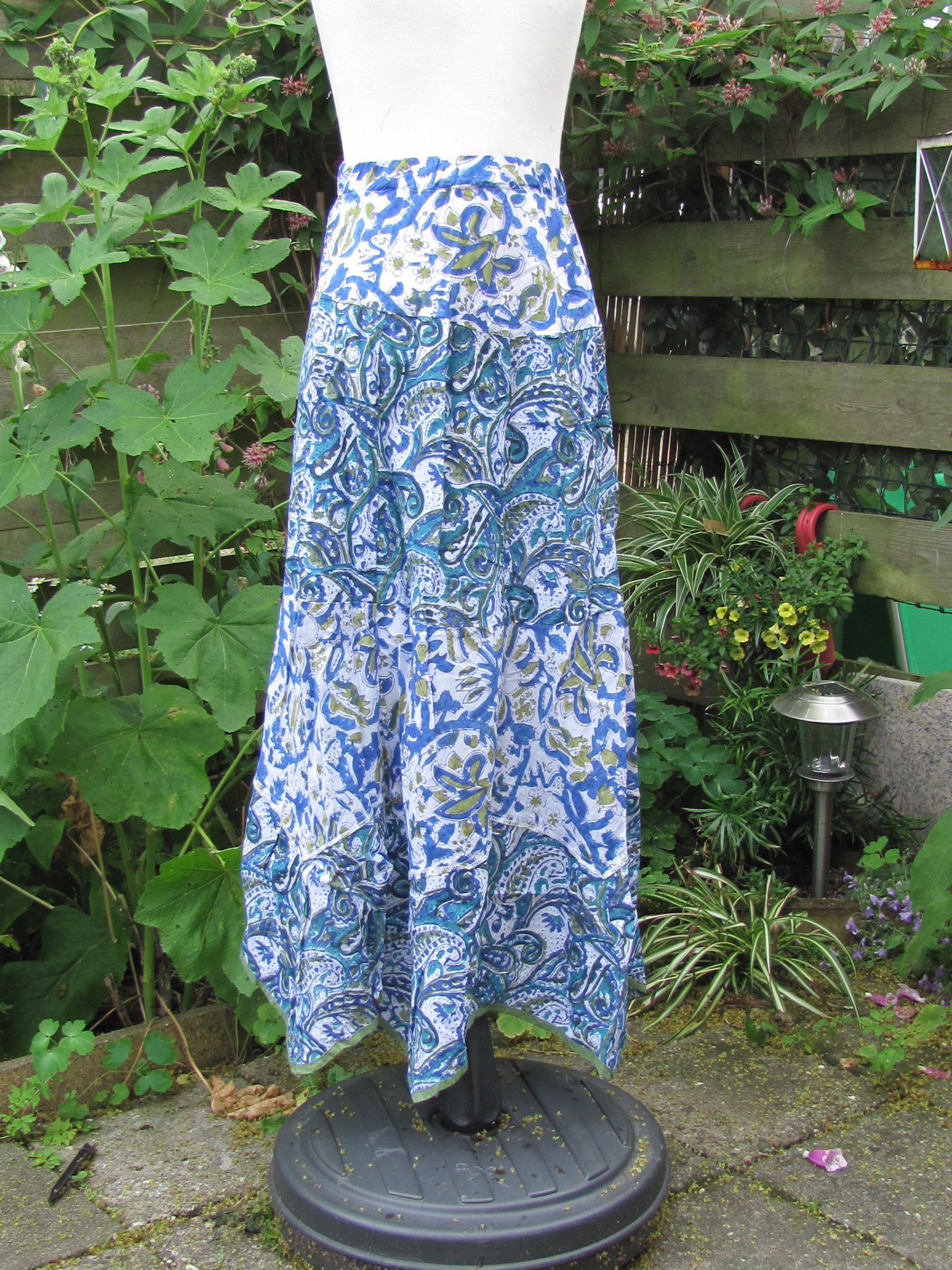 Skirt,  blockprinted. Long bohemian slow fashion