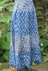 Rok indigo,,  hand bedrukt. Lange bohemian slow mode