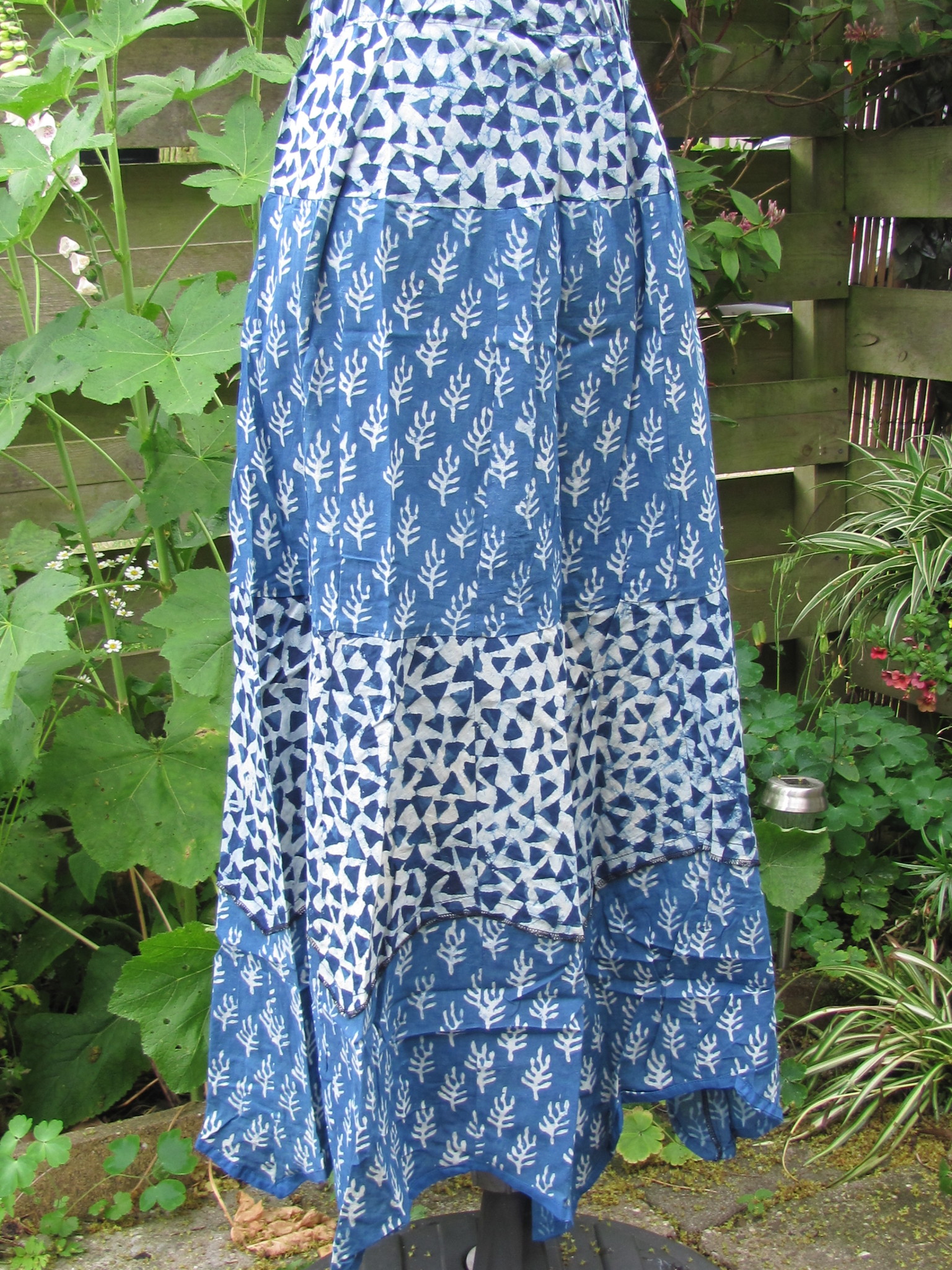 Skirt Indigo,  blockprinted. Long bohemian slow fashion