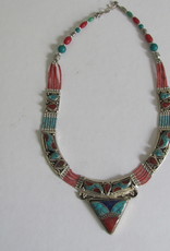 Necklace, White metal,Nepali style