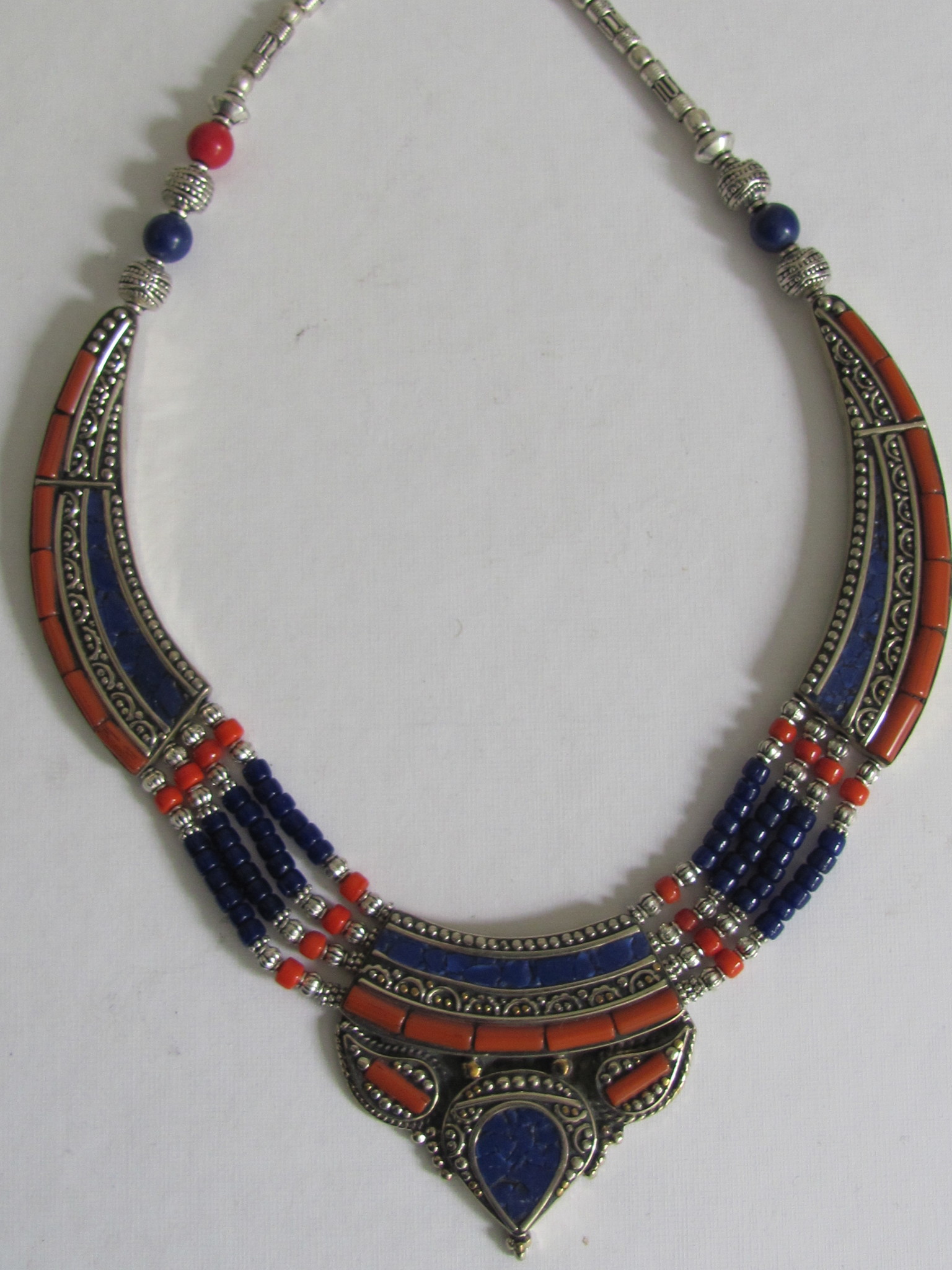 Necklace, White metal,Nepali style