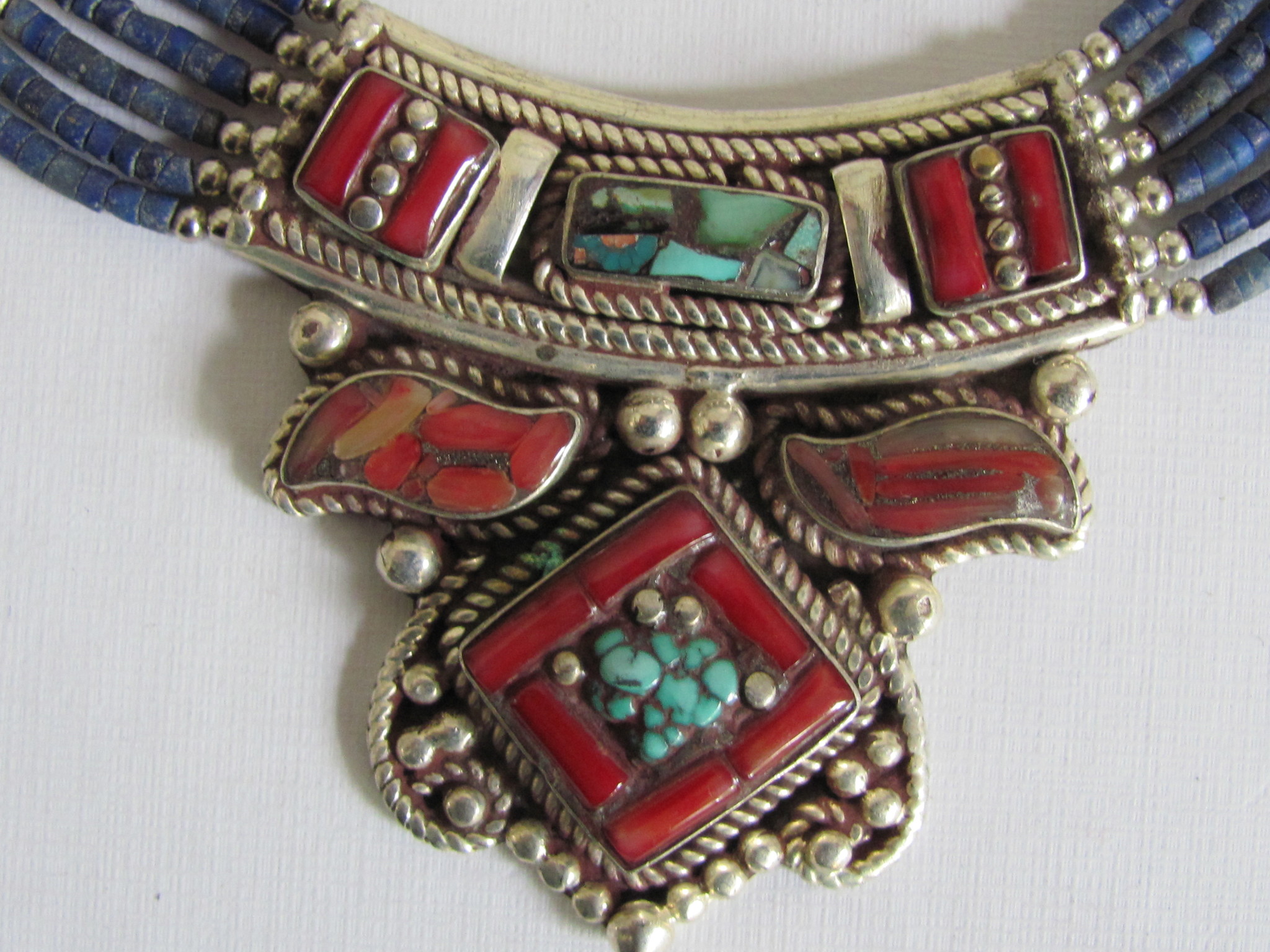 Necklace, White metal,Nepali style