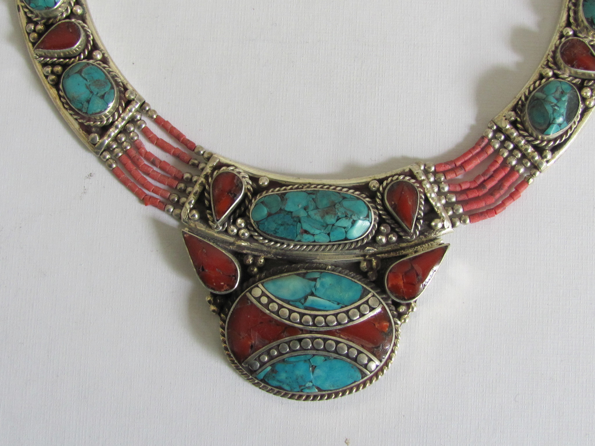 Necklace, White metal,Nepali style