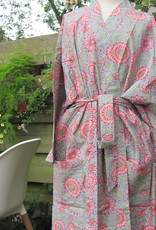 Kimono, dressing gown hand printed with vegetable dyes. 100% cotton