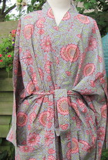 Kimono, dressing gown hand printed with vegetable dyes. 100% cotton